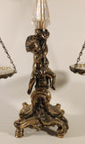Vintage Bleikristall Ornate Cherub Themed 17 1/4" Tall Brass and 24% Leaded Crystal Glass Tray Scales of Justice Balance Scale