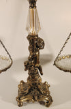 Vintage Bleikristall Ornate Cherub Themed 17 1/4" Tall Brass and 24% Leaded Crystal Glass Tray Scales of Justice Balance Scale