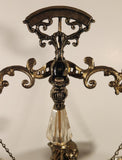 Vintage Bleikristall Ornate Cherub Themed 17 1/4" Tall Brass and 24% Leaded Crystal Glass Tray Scales of Justice Balance Scale