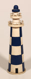 Blue and White Checkered Lighthouse 5 3/4" Wooden Ornament