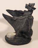 Winged Gargoyle Perched on Skull 5 3/4" Resin Candle Holder