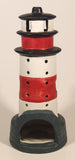 Red and White Striped Lighthouse 7 3/4" Ceramic Candle Holder Lamp Light