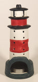 Red and White Striped Lighthouse 7 3/4" Ceramic Candle Holder Lamp Light