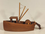 Rare Fishing Trawler with Roll Out Net 10" Teak Wooden Boat Model