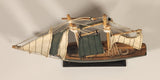 Sail Boat Dark Green and White 9" Wooden Boat Model