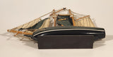 Sail Boat Dark Green and White 9" Wooden Boat Model