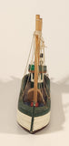 Fishing Trawler Sail Boat Green and White 7" Wooden Boat Model