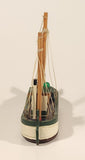 Fishing Trawler Sail Boat Green and White 7" Wooden Boat Model