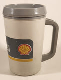 Vintage Aladdin Shell Gas Service Stations Grey 6 5/8" Black Plastic Travel Mug Cup with Lid