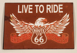Live To Ride US Route 66 America's Highway Thin Rubber Fridge Magnet