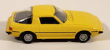 Kyosho Mazda Savanna RX-7 (SA22C) Early Version Yellow Miniature 1/100 Scale Die Cast Toy Car Vehicle with Promo Paper