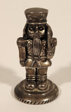 Christmas Nutcracker Soldier Wine Bottle Silver Look Metal Figurine (Missing the Cork Stopper)
