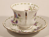 Vintage 1970s Royal Albert Flower of the Month Series September Michaelmas Daisy Purple Flowers Bone China Tea Cup & Saucer Set