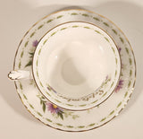 Vintage 1970s Royal Albert Flower of the Month Series September Michaelmas Daisy Purple Flowers Bone China Tea Cup & Saucer Set