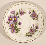 Vintage 1970s Royal Albert Flower of the Month Series September Michaelmas Daisy Purple Flowers Bone China Tea Cup & Saucer Set
