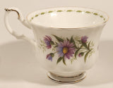 Vintage 1970s Royal Albert Flower of the Month Series September Michaelmas Daisy Purple Flowers Bone China Tea Cup & Saucer Set