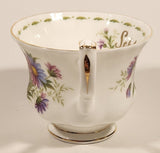 Vintage 1970s Royal Albert Flower of the Month Series September Michaelmas Daisy Purple Flowers Bone China Tea Cup & Saucer Set