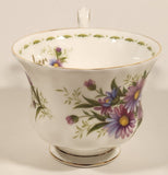 Vintage 1970s Royal Albert Flower of the Month Series September Michaelmas Daisy Purple Flowers Bone China Tea Cup & Saucer Set