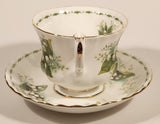 Vintage 1970s Royal Albert Flower of the Month Series May Lily Of The Valley White Flowers Bone China Tea Cup & Saucer Set