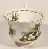 Vintage 1970s Royal Albert Flower of the Month Series May Lily Of The Valley White Flowers Bone China Tea Cup & Saucer Set