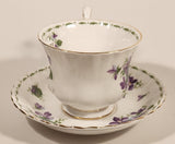 Vintage 1970s Royal Albert Flower of the Month Series February Violet Purple Flowers Bone China Tea Cup & Saucer Set