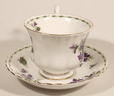 Vintage 1970s Royal Albert Flower of the Month Series February Violet Purple Flowers Bone China Tea Cup & Saucer Set