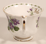 Vintage 1970s Royal Albert Flower of the Month Series February Violet Purple Flowers Bone China Tea Cup & Saucer Set