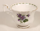 Vintage 1970s Royal Albert Flower of the Month Series February Violet Purple Flowers Bone China Tea Cup & Saucer Set