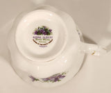 Vintage 1970s Royal Albert Flower of the Month Series February Violet Purple Flowers Bone China Tea Cup & Saucer Set