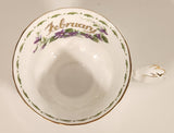 Vintage 1970s Royal Albert Flower of the Month Series February Violet Purple Flowers Bone China Tea Cup & Saucer Set