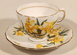 Vintage Royal Vale Bone China Daffodil Yellow Flowers Tea Cup & Saucer Set