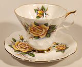 Vintage Royal Albert Bone China Sweetheart Roses Series of Six "Rosemary" Yellow Flowers Tea Cup & Saucer Set
