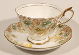 Vintage Royal Albert Crown China Light Green Flowers Tea Cup & Saucer Set