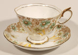 Vintage Royal Albert Crown China Light Green Flowers Tea Cup & Saucer Set