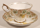 Vintage Royal Albert Crown China Light Green Flowers Tea Cup & Saucer Set