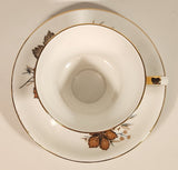 Vintage Windsor Bone China Grey and Brown Fall Autumn Leaves Tea Cup & Saucer Set