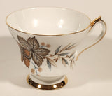 Vintage Windsor Bone China Grey and Brown Fall Autumn Leaves Tea Cup & Saucer Set