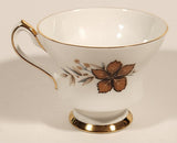 Vintage Windsor Bone China Grey and Brown Fall Autumn Leaves Tea Cup & Saucer Set