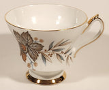Vintage Windsor Bone China Grey and Brown Fall Autumn Leaves Tea Cup & Saucer Set