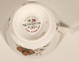 Vintage Windsor Bone China Grey and Brown Fall Autumn Leaves Tea Cup & Saucer Set