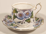 Vintage Royal Albert Bone China England Flower Of The Month Series Set of Twelve No. 9 "Morning Glory" Blue Purple Flowers Tea Cup & Saucer Set