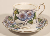 Vintage Royal Albert Bone China England Flower Of The Month Series Set of Twelve No. 9 "Morning Glory" Blue Purple Flowers Tea Cup & Saucer Set