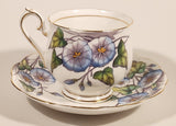Vintage Royal Albert Bone China England Flower Of The Month Series Set of Twelve No. 9 "Morning Glory" Blue Purple Flowers Tea Cup & Saucer Set