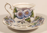 Vintage Royal Albert Bone China England Flower Of The Month Series Set of Twelve No. 9 "Morning Glory" Blue Purple Flowers Tea Cup & Saucer Set