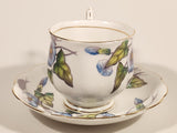 Vintage Royal Albert Bone China England Flower Of The Month Series Set of Twelve No. 9 "Morning Glory" Blue Purple Flowers Tea Cup & Saucer Set