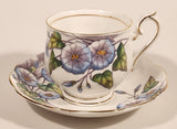 Vintage Royal Albert Bone China England Flower Of The Month Series Set of Twelve No. 9 "Morning Glory" Blue Purple Flowers Tea Cup & Saucer Set