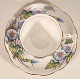 Vintage Royal Albert Bone China England Flower Of The Month Series Set of Twelve No. 9 "Morning Glory" Blue Purple Flowers Tea Cup & Saucer Set