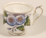Vintage Royal Albert Bone China England Flower Of The Month Series Set of Twelve No. 9 "Morning Glory" Blue Purple Flowers Tea Cup & Saucer Set
