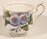 Vintage Royal Albert Bone China England Flower Of The Month Series Set of Twelve No. 9 "Morning Glory" Blue Purple Flowers Tea Cup & Saucer Set