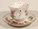 Vintage 1970s Royal Albert Flower of the Month Series November Chrysanthemum Pink Flowers Bone China Tea Cup & Saucer Set